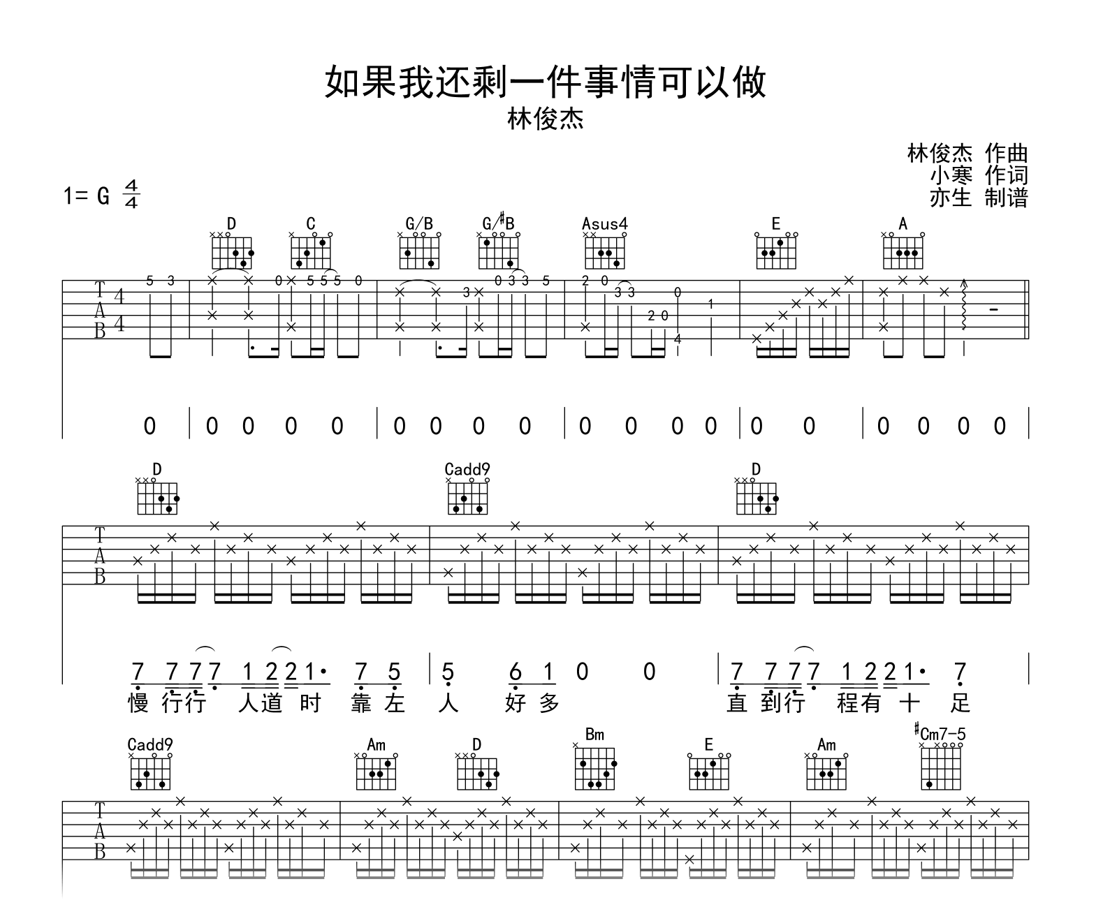 如果我还剩一件事情可以做吉他谱_林俊杰-吉他帮