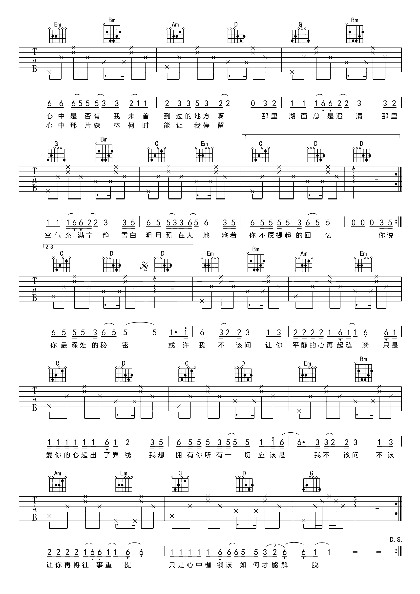 挪威的森林吉他谱-伍佰-2