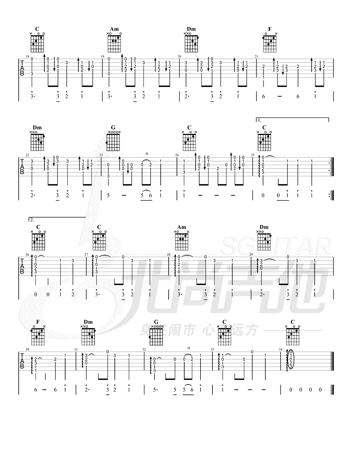 500miles 完整版 five hundred miles 唯音悦制谱 醉乡民谣主题曲G调六线吉他谱-虫虫吉他谱免费下载