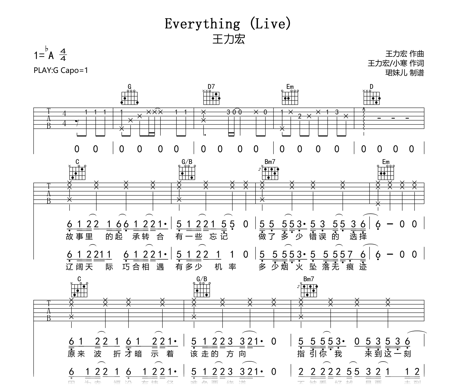 Everything吉他谱-王力宏-吉他帮