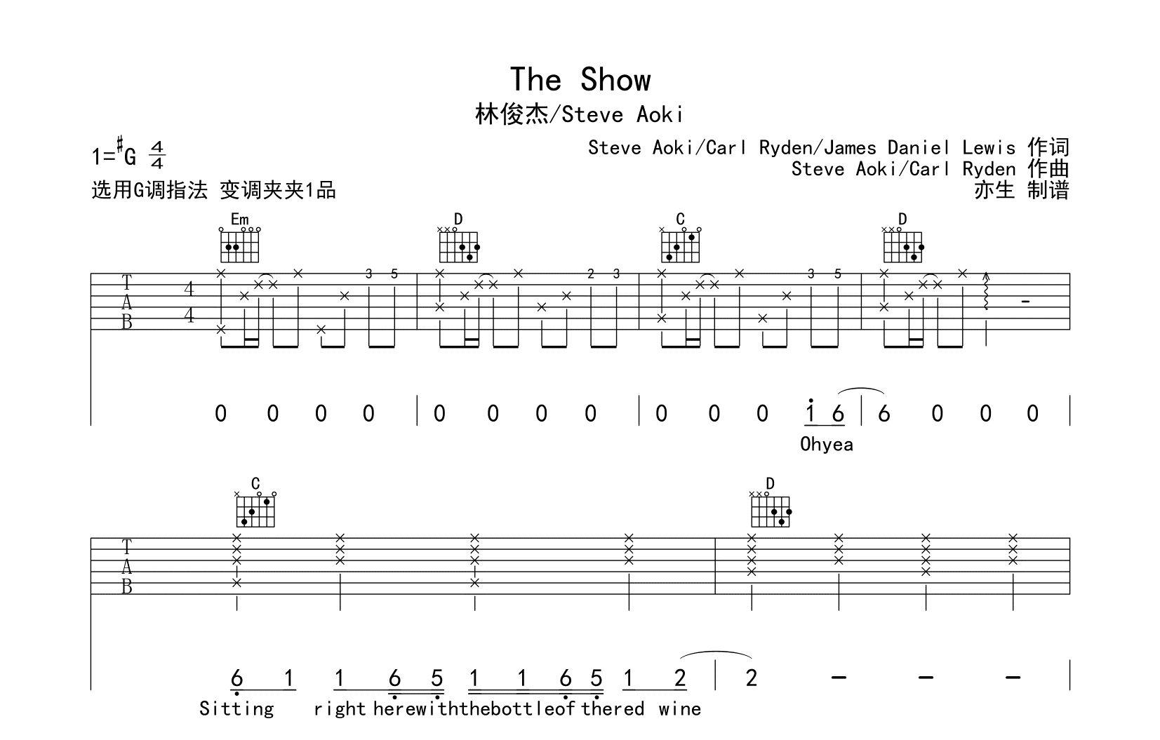 The Show吉他谱-林俊杰/Steve Aoki-吉他帮