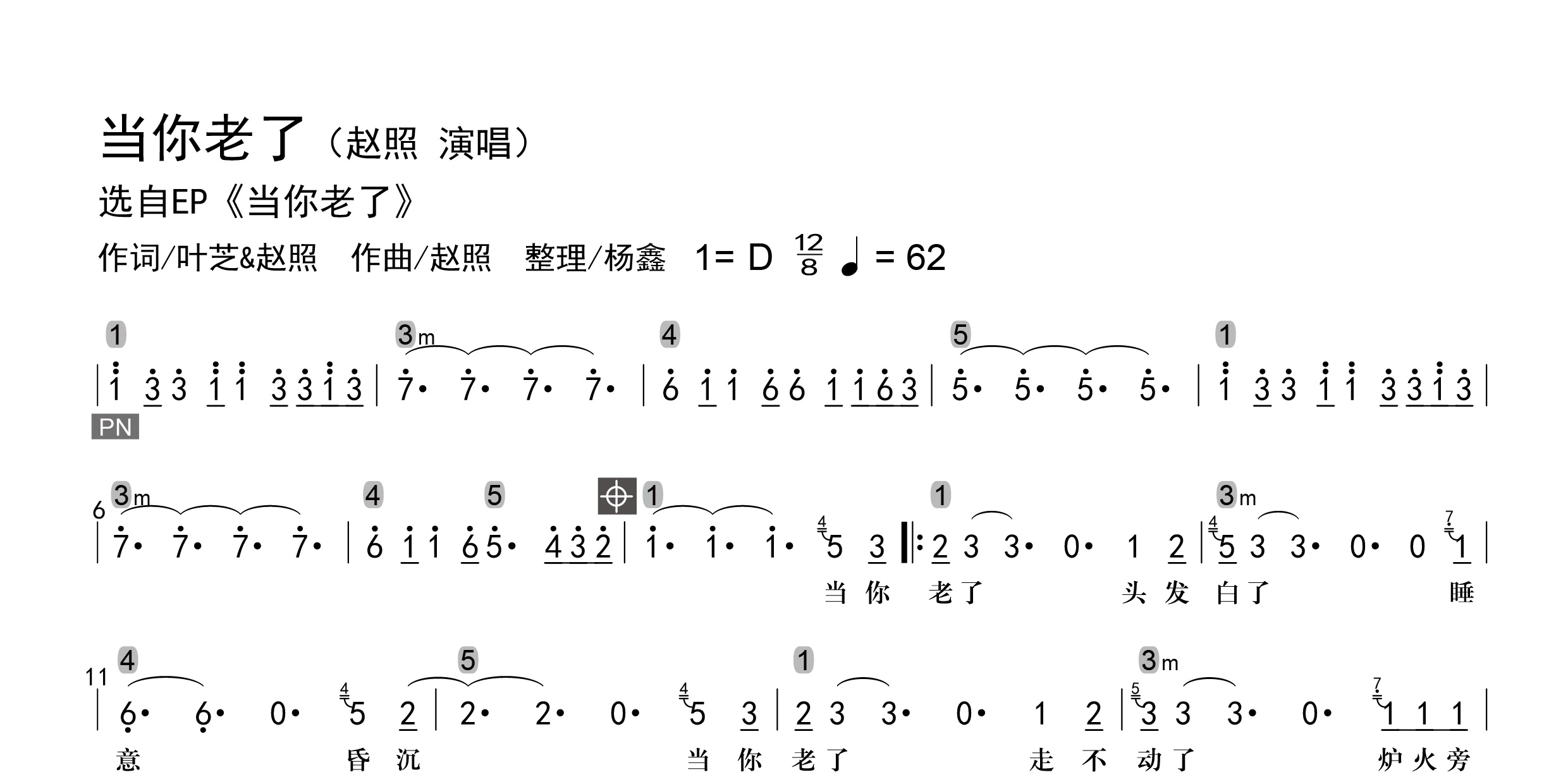 当你老了吉他谱（和弦谱）_赵照_D调弹唱谱