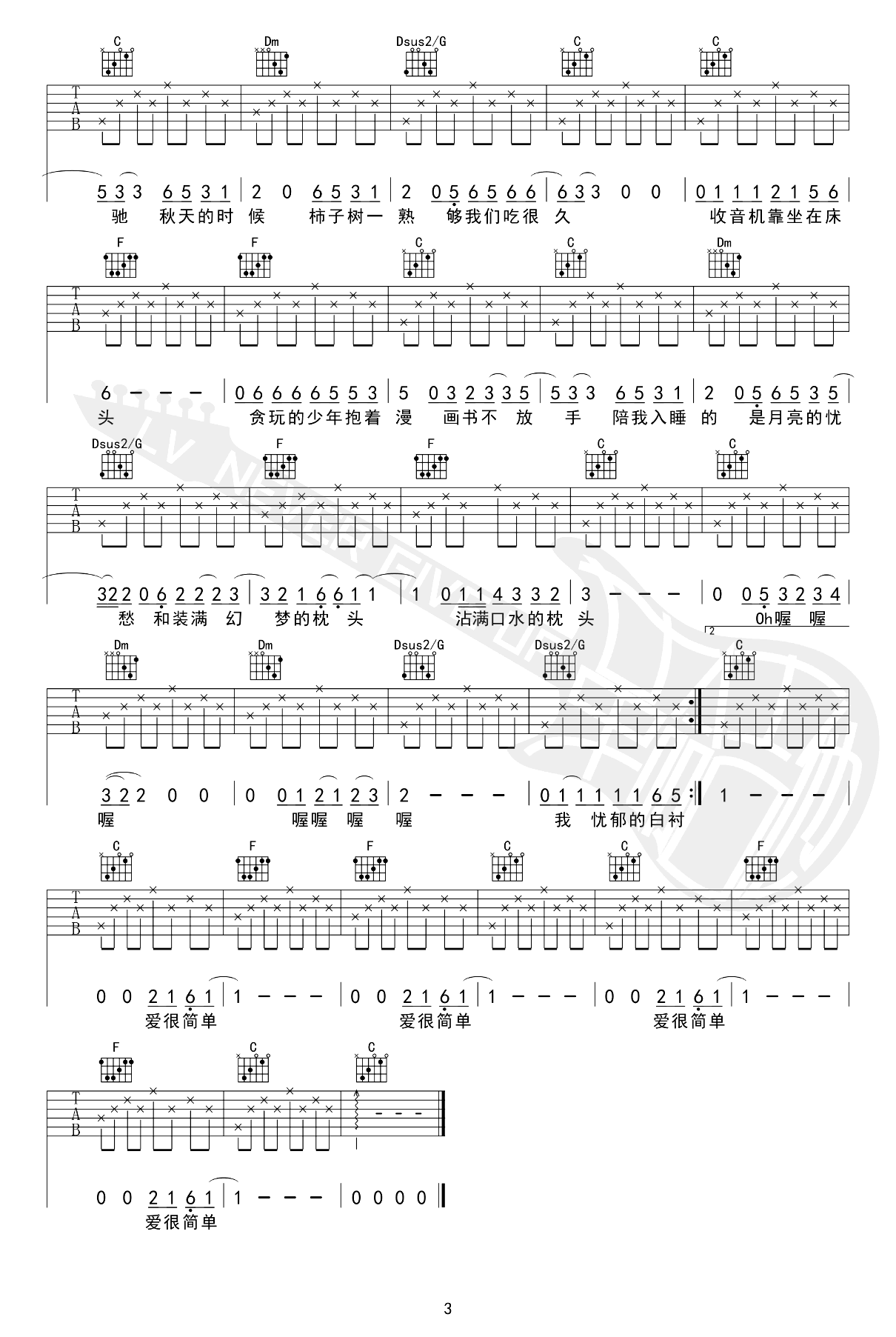 少年锦时吉他谱-赵雷-C调弹唱教学